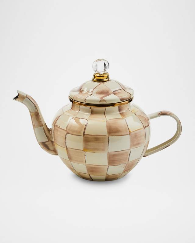 Mocha Check 4-Cup Teapot